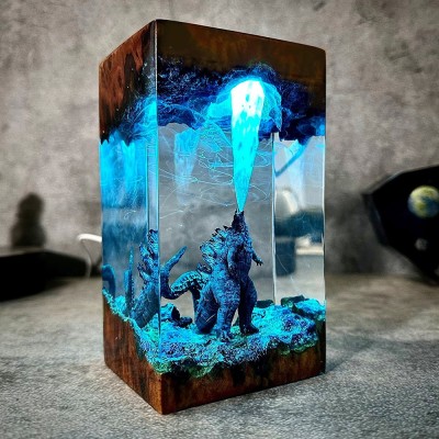Resin Monster Wood Art Lamp